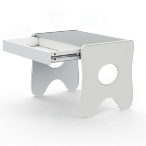 Зручний столик у дитячу кімнату 70×45×51, дитячий ігральний стіл із ящиком, білий з сірим