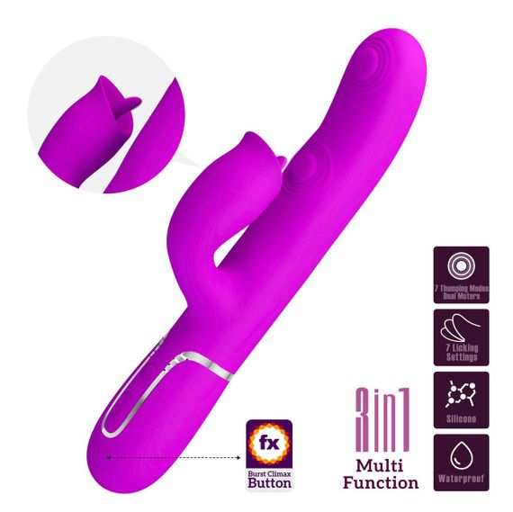 Вібратор-кролик PRETTY LOVE Gigiс з стимулятором язичком, рожевий, 22.8 х 3.4 см Sex Aura | Зображення 1