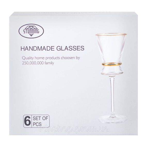 Набір з 6 келихів з високими тонкими ніжками, 300 мл, для вина HP-16-7 | Зображення 3