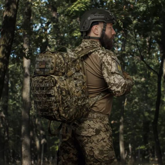 Тактичний рюкзак RANGER Піксель, армійський штурмовий рюкзак Ukrarmor укрармор, військовий рюкзак ЗСУ триденний 40л MOLLE | Зображення 1