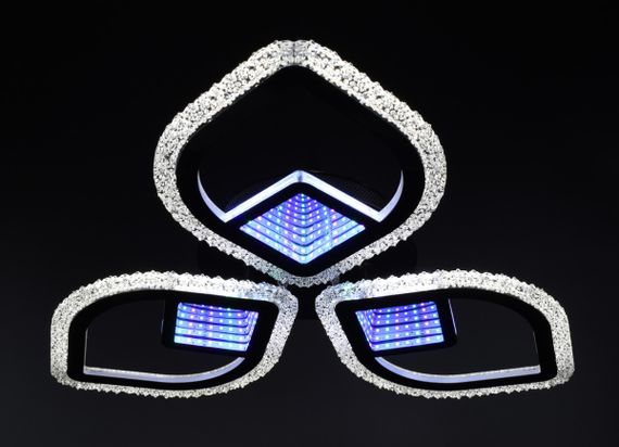 Люстра світлодіодна стельова LED світильник для квартири на стелю лед з пультом 26034 Чорний 8х53х53 см. | Зображення 6