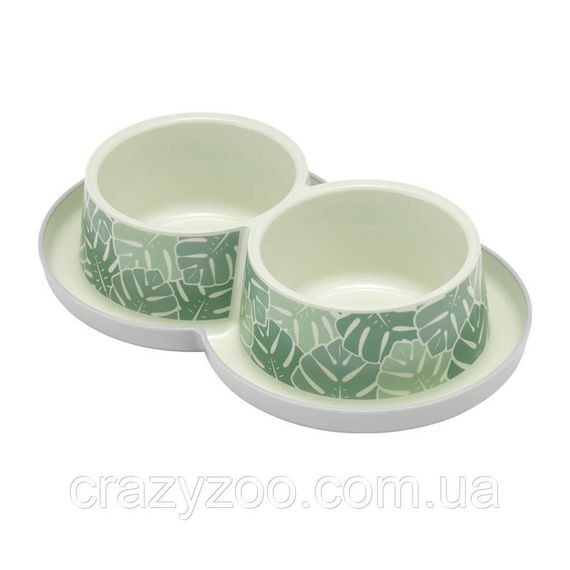 Миска для собак и котов Moderna Trendy Dinner Eden двойная пластиковая зеленая 27x16.5x6 см 2х350 мл H136379CA | Зображення 1