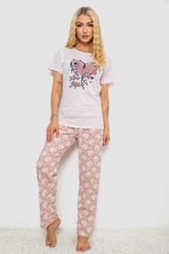 Пижама женская с принтом, цвет пудровый, 243R3696