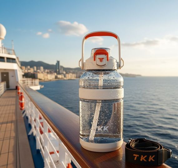 Спортивная бутылка TKK (2000 мл) - Полупрозрачный белый Tritan BPA-free, с мощной ручкой и кнопкой-фиксатором | Зображення 2