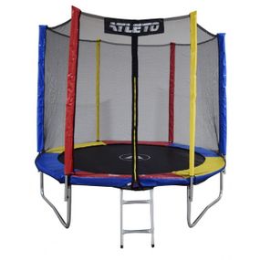 Батут Atleto 312 см з сіткою multikolor + подарунок м'ячик