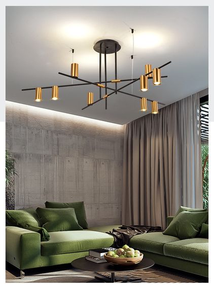 Люстра стельова на 9 лампочок 26287 Чорний 35-74х123х123 см. | Зображення 2