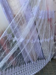 Тюль ромашки, гардини, білий однотонний фатин з вишивкою для спальні, вітальні, дитячої