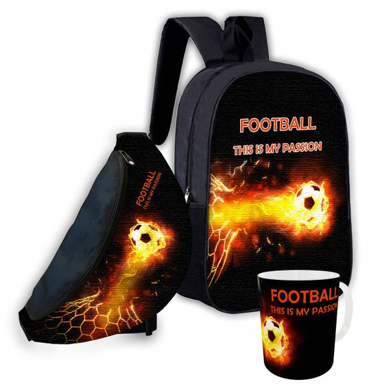Набор детский Футбол рюкзак 36х27см сумка-бананка,кружка с принтом для мальчика (01602)