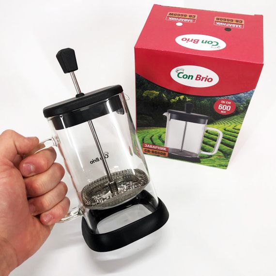 Френч-прес Con Brio 600 мл CB-6660B, Френч-прес для міцної кави, Багаторазовий френч-прес | Зображення 1