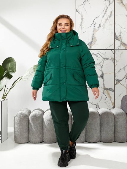 Женская теплая зимняя куртка на кулиске с капюшоном NB24035 цвет зеленый, размер 42/44 | Зображення 4