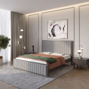 Полуторне дерев&#039;яне ліжко Mebigrand Відень Графітовий (RAL9011)/Аляска 93 (Сірий) 120х200 см (MBG-11003)