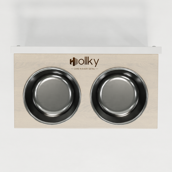 Миски на регульованій підставці для середніх собак Hollky Flex M (2 × 0.85 л) FM-422530-WHWH | Зображення 1