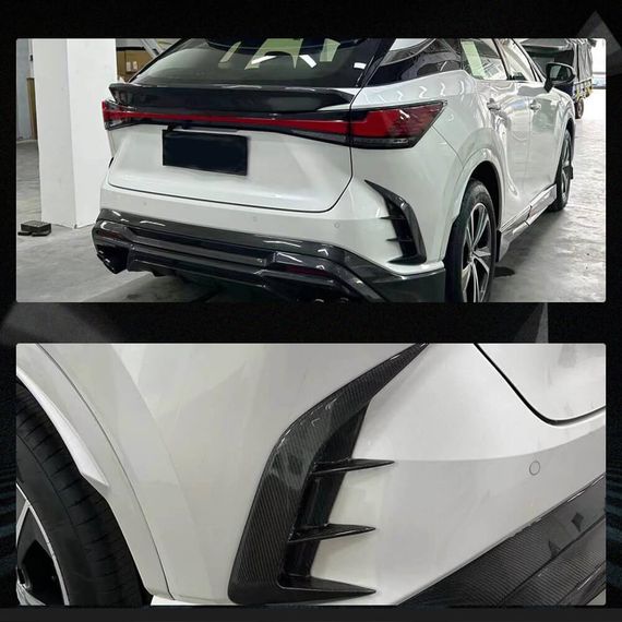 Накладки на задній бампер (Карбон) для Lexus RX 2022- рр | Зображення 1