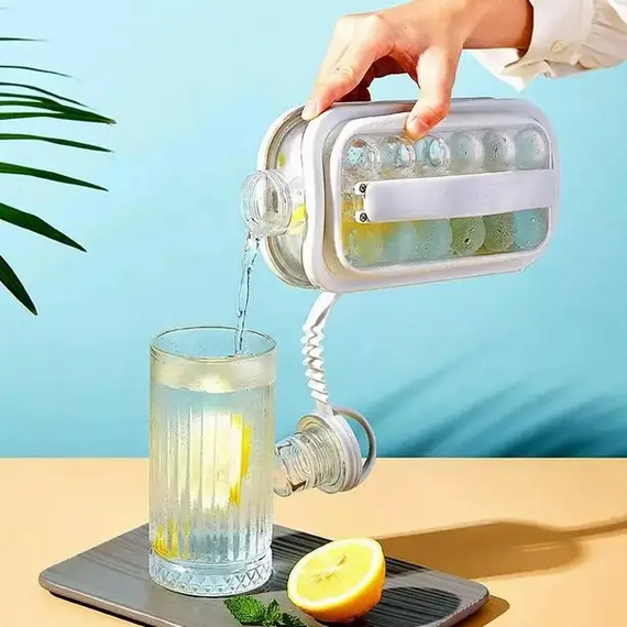 Портативная силиконовая форма для льда бутылка 2 в 1 ICE CUBE TRAY складная на 17 шариков