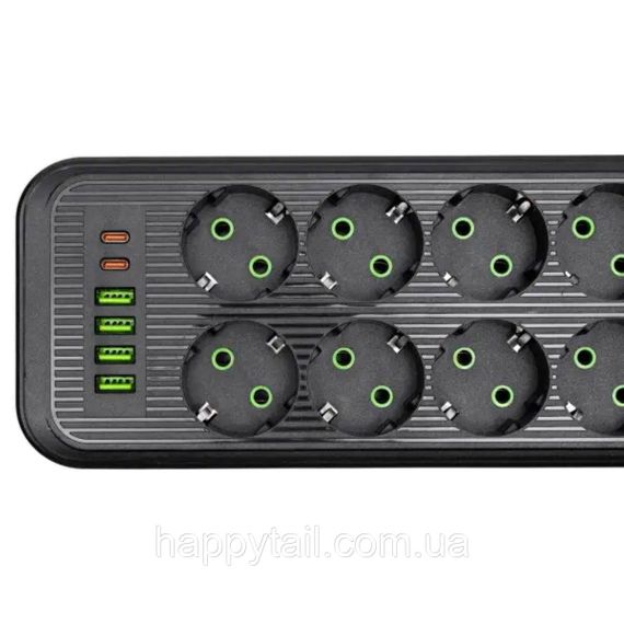 Мережевий фільтр-подовжувач 8 розеток 4xUSB-A 2xUSB-C 5м чорний HP-5-56 | Зображення 2