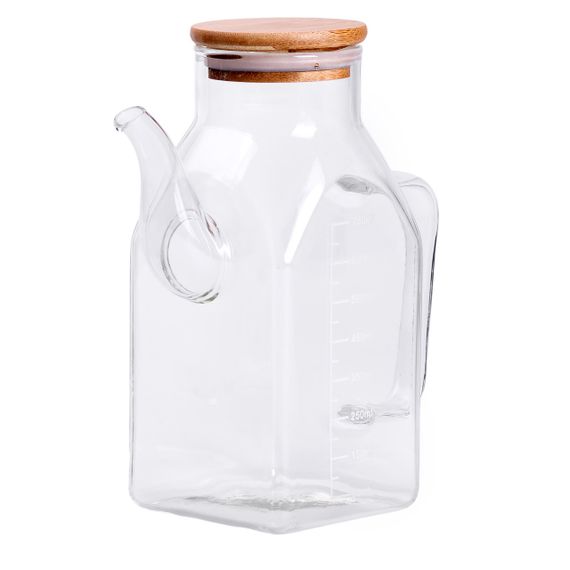 Стеклянная бутылка для масла 750 мл с ручкой и бамбуковой крышкой HP-34-4 | Зображення 2