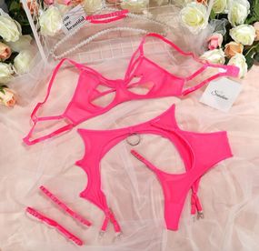 Сексуальное белье "Pink butterfly", яркий розовый, размер S sexstyle