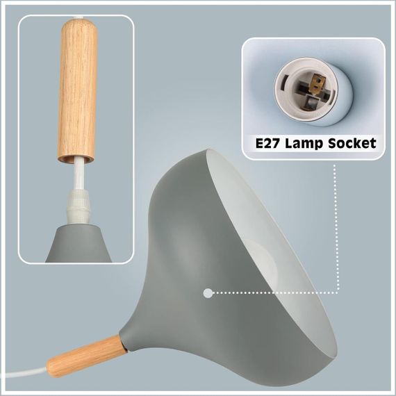 Підвісні світильники iDEGU 2 шт, лампа E27 для кухні, кафе, бару, ретро лофт світильник, метал дерево | Зображення 4