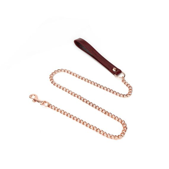 Кожаный ошейник с поводком Liebe Seele Wine Red Collar and Leash, 3 кольца для крепления Sex Aura | Зображення 4