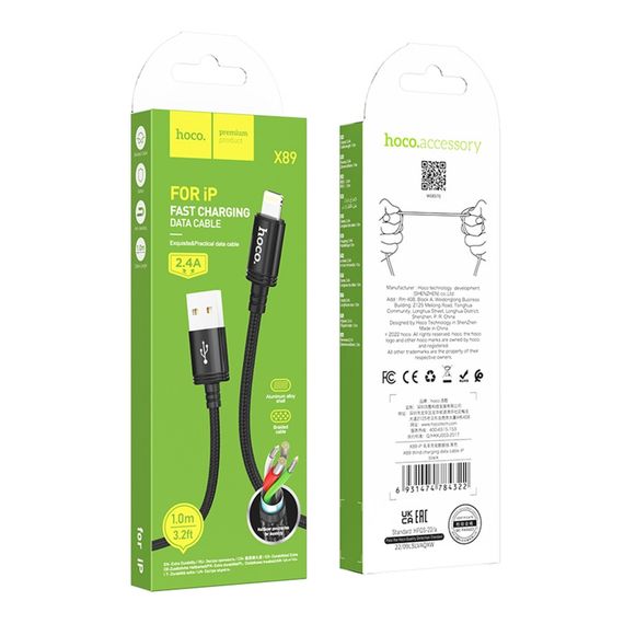USB Hoco X89 Lightning 2.4A 2m | Зображення 1