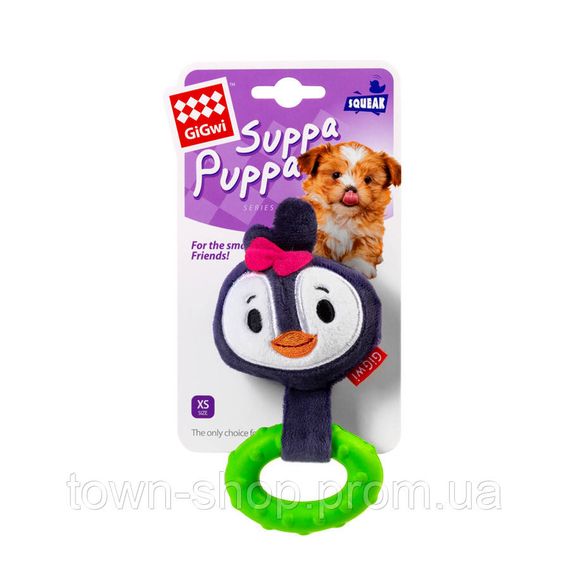 Игрушка для собак Пингвин с пищалкой GiGwi Suppa Puppa, текстиль / резина, 15 см | Зображення 1