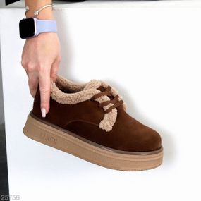 Теплі черевики автоледі натуральна замша колір Шоколад 37