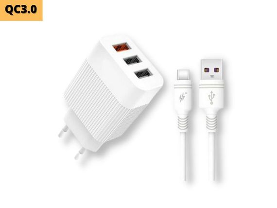 Мережевий зарядний пристрій блок живлення для телефону та планшета XPRO L72 QC3.0 + MicroUSB білий (MAW-41623) | Зображення 1