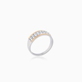 Серебряное кольцо с золотой пластиной и фианитами Artsriblo арт21к 19.5