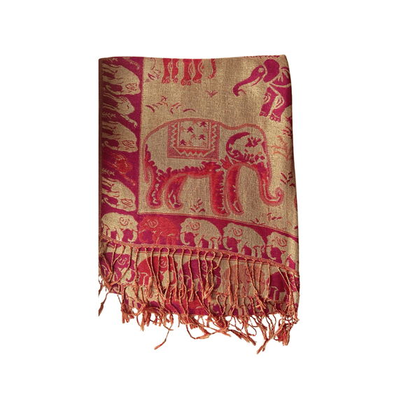 Шарф кашеміровий золото з рожевим Слон Pashmina 77857575 | Зображення 1