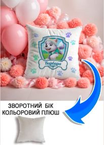 Подушка плюшева Мерч Крафт Дизайн з принтом paw patrol 6 імя Варвара сірий плюш квадратна 33х33 см