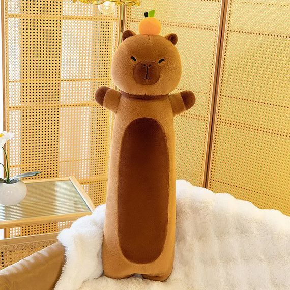 Дитяча м'яка плюшева іграшка-подушка Капібара Батон з мандаринкою 71 см | Зображення 2