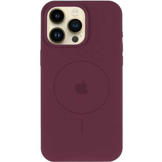 Чохол Silicone Case Full Protective (AA) V2 with MagSafe для Apple iPhone 14 Pro (6.1") Бежевий / Desert Gold Бордовий / Plum | Зображення 1