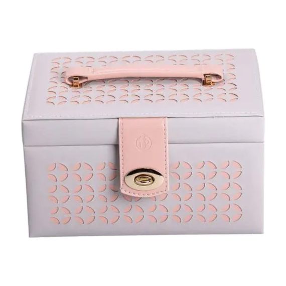 Шкатулка для украшений из эко кожи 3 яруса с зеркалом органайзер для ювелирных изделий HP-5-17G | Зображення 3