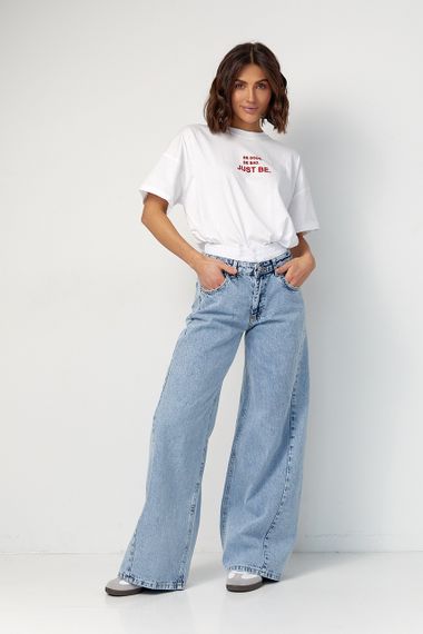 Женская футболка oversize с надписью Be good. Be bad. Just be - белый цвет, L (есть размеры) | Зображення 6