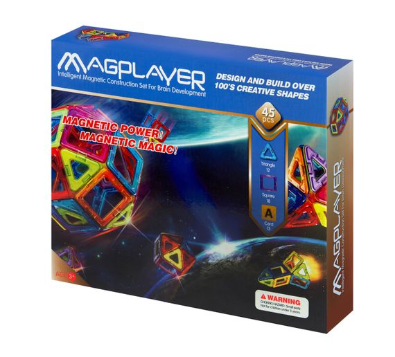 Конструктор Magplayer магнитный набор 45 эл. MPA-45 (MPA-45) | Зображення 1