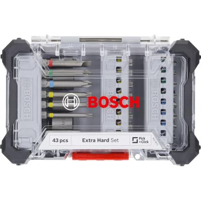 Набор бит Bosch Extra Hard Screwdriver Bit Set, 46шт, магнітний бітотримач, PH,PZ,T, SL, HEX, кейс (2.607.017.723) | Зображення 1