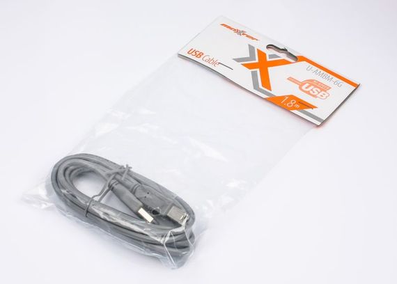 Кабель Maxxter U-AMBM-6G  USB2.0 AM/BM 1.8 м., сірий | Зображення 1