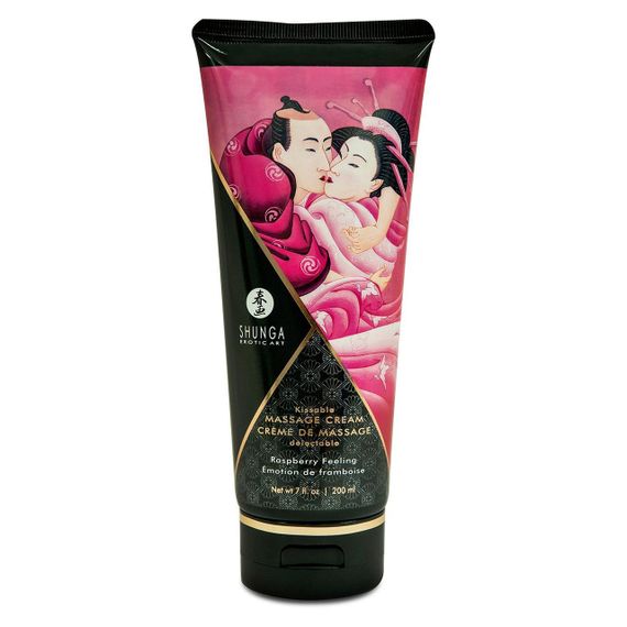 Съедобный массажный крем Shunga Kissable Massage Cream – Raspberry Feeling (200 мл) Sex Aura
