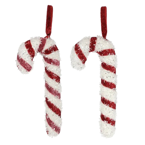 Ялинкова прикраса Різдвяний льодяник 17см, 2 дизайни, колір - білий з червоним