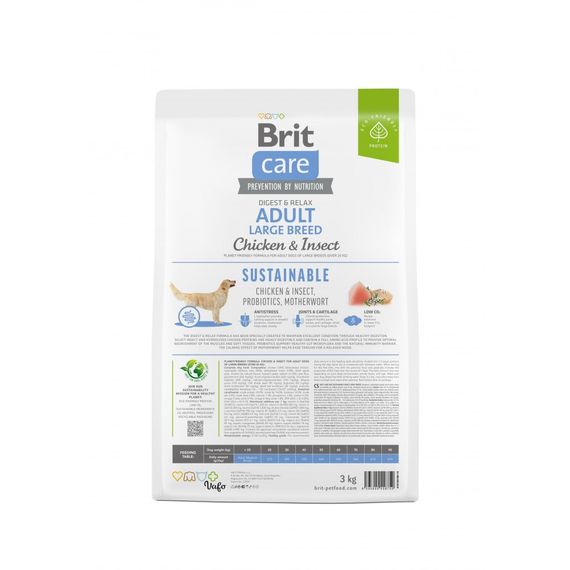 Корм сухий Brit Care Dog Sustainable Adult Large Breed для дорослих собак великих порід з куркою та комахами 3 кг | Зображення 4