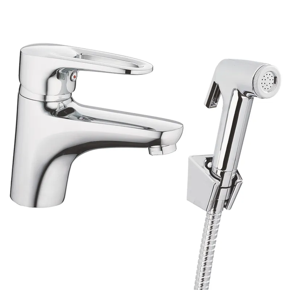 Смеситель для умывальника Haiba Opus 001 с выходом для гигиены. лейки (HB0682)