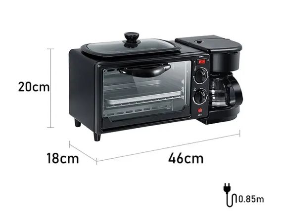 Електрична духовка 3в1 Domotec MS-5308В Кофеварка Сковорода 9 л 4500w | Зображення 3