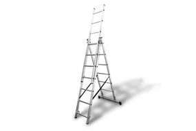 Лестница универсальная 3-секционная алюминиевая 3x8 ступеней APRO