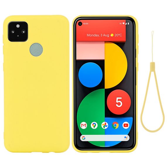 Силиконовый чехол для Google Pixel 4A 5G желтый c микрофиброй Soft touch