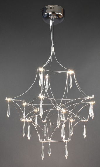 Люстра світлодіодна підвісна LED світильник для квартири на стелю лед 27873 Хром 65-180х60х60 см. | Зображення 2