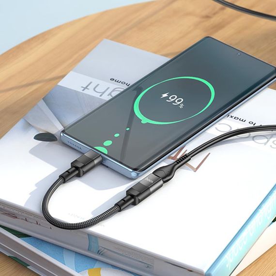 Переходник Hoco U107 Type-C male to Lightning female (0.1m) Black | Зображення 4