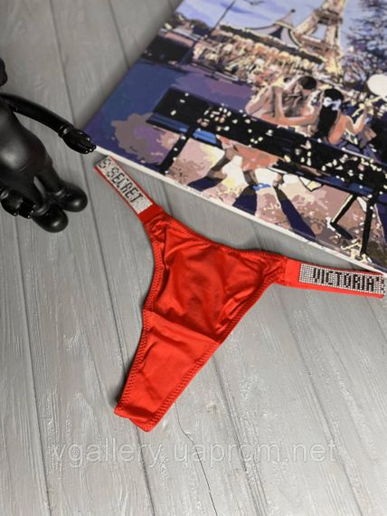 Комплект женского белья Victoria’s Secret ТОП + СТРИНГИ со стразами, Виктория Сикрет со стрингами Красный, 75B | Зображення 3