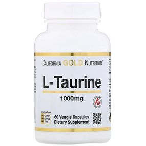 L-таурин California Gold Nutrition L-Taurine, AjiPure, 1,000 mg, 60 Veggie Capsules