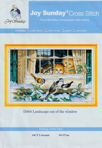 Набор для вышивания по нанесённой на канву схеме "Landscape out of the window". AIDA 14CT printed 54*37 см | Зображення 1