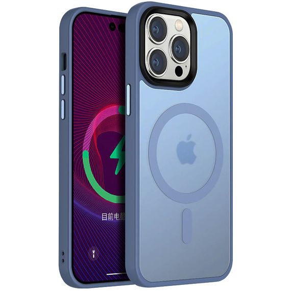 TPU+PC чохол Metal Buttons with MagSafe Colorful для Apple iPhone 12 Pro Max (6.7") Блакитний / Sierra Blue